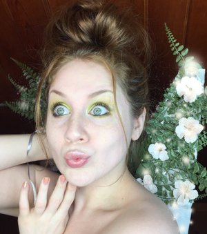 I am a TINKER!
http://www.thaeyeballqueen.com/makeuplooks/tinkerbell-inspired-fairy-halloween-makeup-look/
