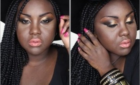 The Black Femme Fatale: Graphic Eye Look with Peachy Nude Lips