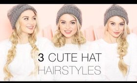 3 Cute Winter Hat Hairstyles using Hair Extensions l Milk + Blush