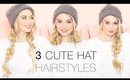3 Cute Winter Hat Hairstyles using Hair Extensions l Milk + Blush