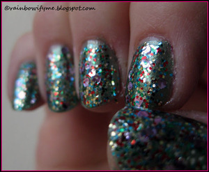 Color Club's "Wish upon a Rock star".
I've reviewed this particular polish on my blog, here:
http://rainbowifyme.blogspot.com/2011/10/color-club-wish-upon-rock-star.html