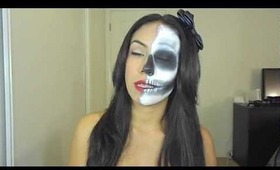 Half Face Half Skull Halloween Tutorial