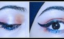 Long Sleek winged eye liner + Pop of blue & how I hightlight / contour my eyes tutorial