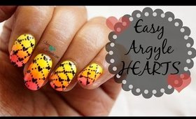 NO TOOLS NAILART | Argyle Hearts using TOOTHPICK!