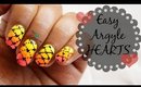 NO TOOLS NAILART | Argyle Hearts using TOOTHPICK!