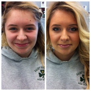 Before and after using all dollar store makeup.. Not the best, but it was mostly just to waste time :) 