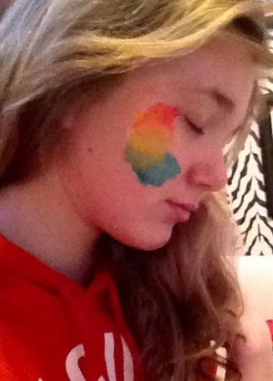 Inspired by the Coldplay song. My medium was face paint crayons.