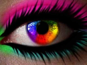 muti-coloured eye and makeup