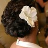 Curled updo on short hair...by Calista Brides Hair & Makeup Artistry