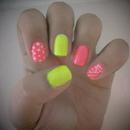 Neon Yellow and Pink Nails