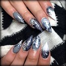 Almond nails with acrylic marbling 