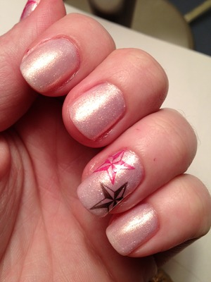 base coat is sinful colors 376 glass pink. stamp colors are sally hansen and i used bundle monster stamps from amazon.