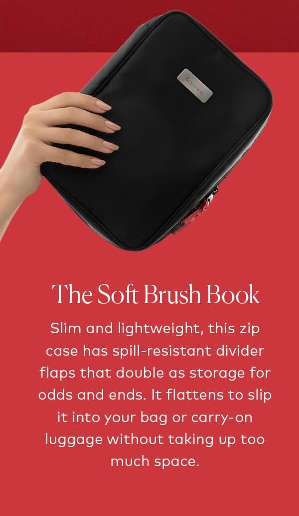 Slim and lightweight, this zip case has spill-resistant divider flaps that double as storage for odds and ends. Shop Sonia G.'s The Soft Brush Book at Beautylish.com