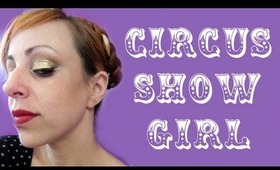 Circus Show Girl Makeup Tutorial - Gold Glitter, Red Lips