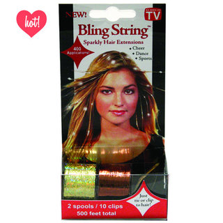 Bling String 500' Hair Tinsel with Clips - Hologram Gold/Bronze