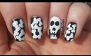 Skull and Bones Simple Halloween Nail Art Tutorial