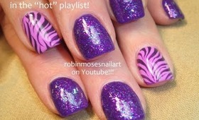 Pink and Purple Zebra Nail Art