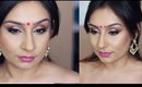 Indian Wedding - Get ready with me makeup tutorial glitter eyes pink lips | Makeup With Raji
