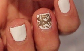 Classy White&Gold Nail Art with French Tip!