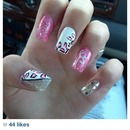 Browning/cheetah/pink sparkle nail.