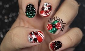 Christmas Nail Tutorial! (3D Acrylic Candy Cane Bow)