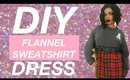 DIY FLANNEL SWEATSHIRT CORSET DRESS | NO SEW
