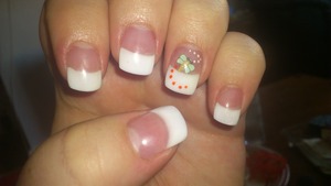 acrylic nails, with butterfly ring finger