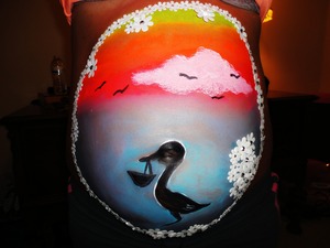 This is my neighbor Wendy's stomach. She is seven months pregnant so we were getting ready for baby Eli (: