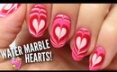 NAIL HACK: Water Marble Heart Nails!