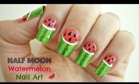 Half Moon Watermelon Nail Art! [Collab with Madjennsy]