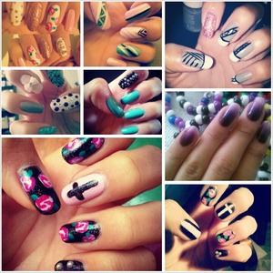 Gathered some pictures of nail art I've done and here they are (: