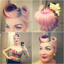 Victory roll pin up rockabilly look
