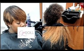 Full sew in w/lace closure cut into a grown out pixie