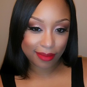 Motives Beauty weapon palette on the eyes with ruby woo lipstick and burgundy lip liner by mac