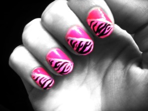 I did these nails a couple days ago. I love the neon pink, perfect for Summer.(: