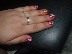 Second attempt at Candy Cane nails