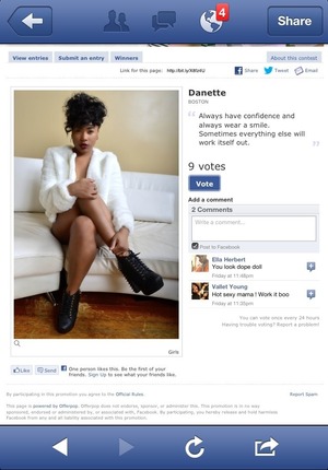 like they page n vote for me DANETTE FOR #DOPE