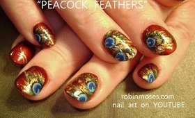PEACOCK feather inspired designs  robin moses nails art tutorial 2