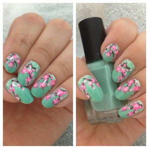 Saw some blossom nail art around the web and felt inspired to try it myself! X 