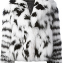 Versace fox fur jacket black and white