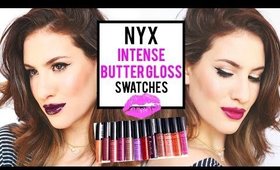 NYX INTENSE BUTTER GLOSS LIP SWATCHES ALL 12 SHADES ♡ JamiePaigeBeauty