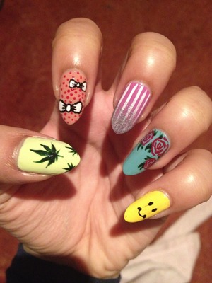 Funky mix n match nails I did last night. So glad my claws are back yay! 