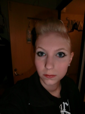 not the best pic but, it's light blue and dark blue, eyeliner and then I added some sparkles to the wing and a bit up. 