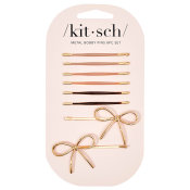 Kitsch Metal Enamel Bow & Bobby Pins 8pc Set