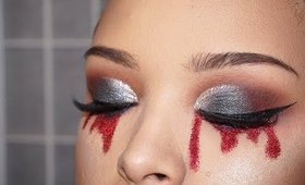 Red glitter Tears makeup tutorial | @pdx_dez