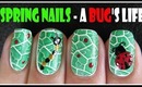 SPRING NAILS A BUGS LIFE NAIL ART TUTORIAL | LEAF KONAD STAMPING DESIGN FOR BEGINNERS LADY BUG