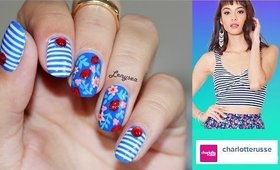 Nautical and Floral Nails I Charlotte Russe