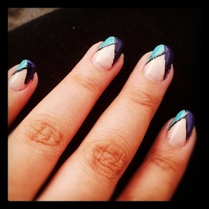 purple turquoise nail art
