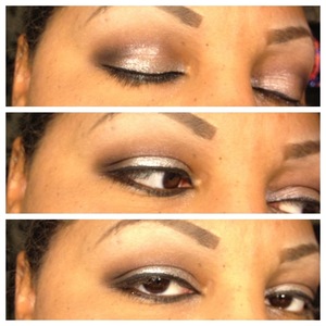 I used MAC Silver Fog on the lid, Matte brown on the crease and a lil carbon on the outer corner. Random black eyeliner, mascara and a matte cream white for under brow