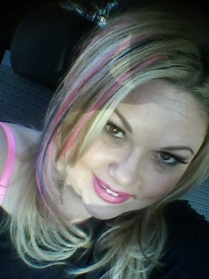 blue & pink hair extentions